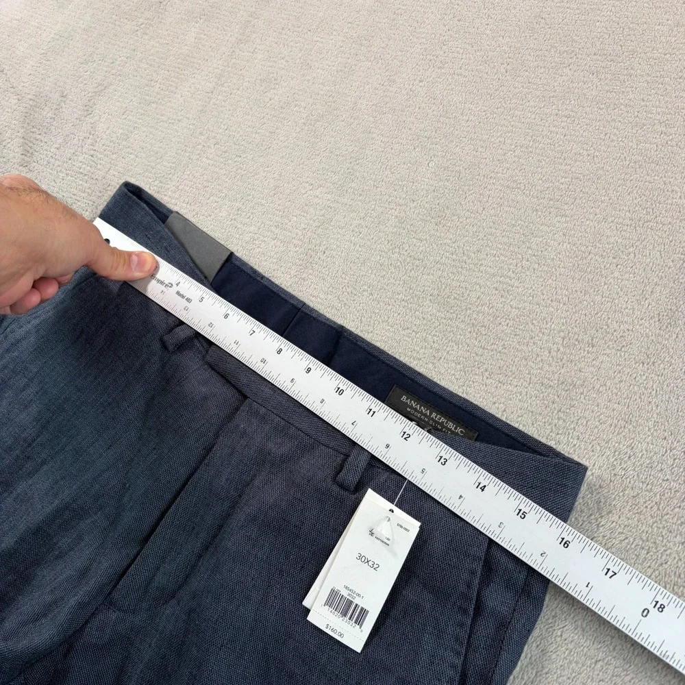 Banana Republic Modern Slim Fit Trouser Pants Navy 100% Linen Men 30x32 NWT $160
